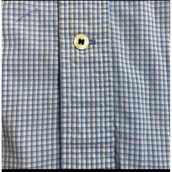 Nautica Men’s Button Up Blue White Checkered Short Sleeve Shirt -Size Large - Picture 5 of 6